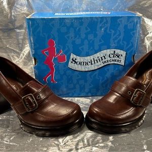 Vintage 90s Y2k Skechers Somethin Else Chunky Platform Loafers Brown 7.5 Women’s